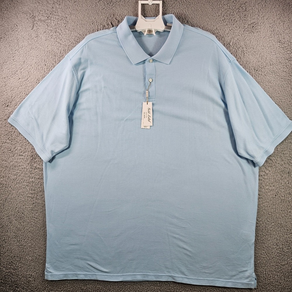 NEW Roundtree & Yorke Gold Label Polo Shirt Men‎ 3XT Supima Light Blue Non-Iron